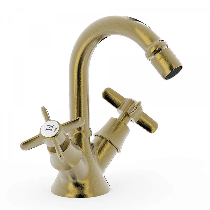 Tres Clasic gebogen bidetkraan met twee grepen verouderd messing Bulkbestelling