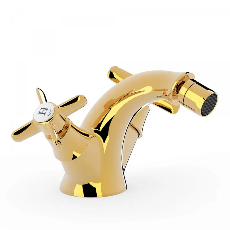 Aanbieding Tres Clasic bidetkraan met twee grepen goud