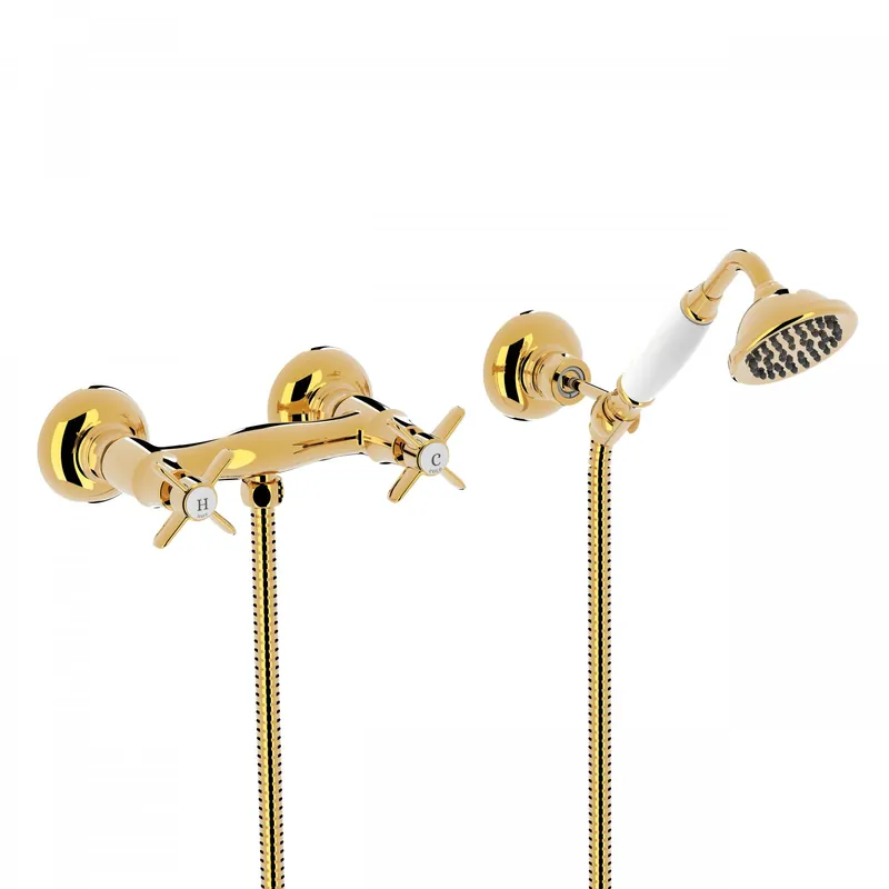 Aanbieding Tres Clasic douchemengkraan met handdoucheset goud