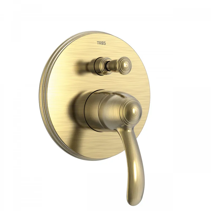 Merkproduct Tres Clasic inbouw 2-wegs douchemengkraan verouderd messing