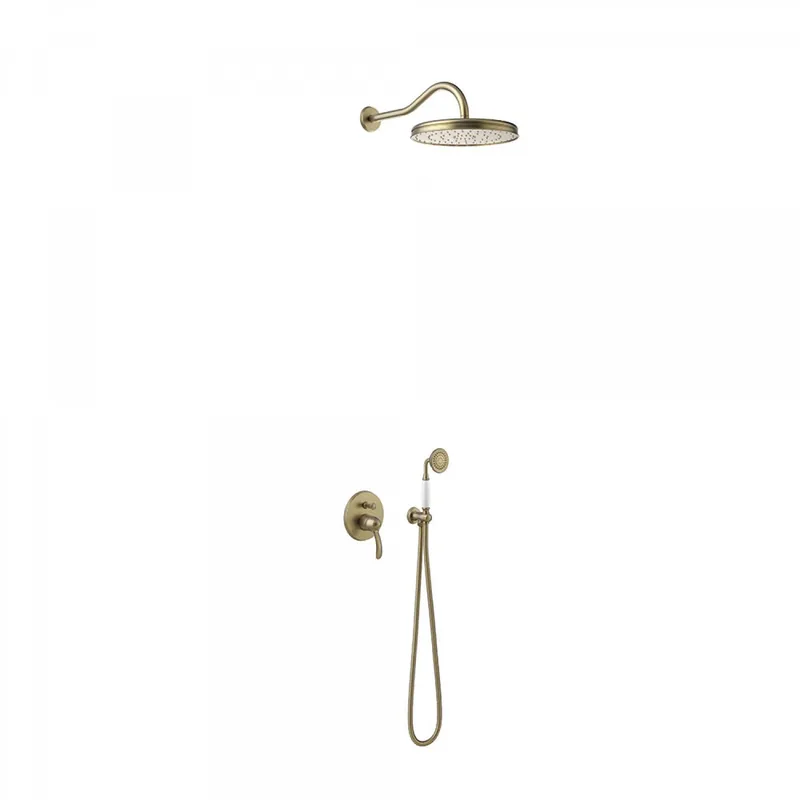 Bestseller Tres Clasic inbouw regendouche 31cm met handdouche wandmontage verouderd messing