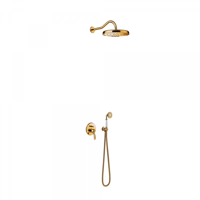 Direct Verzonden Tres Clasic inbouw regendouche 31cm met handdouche wandmontage goud