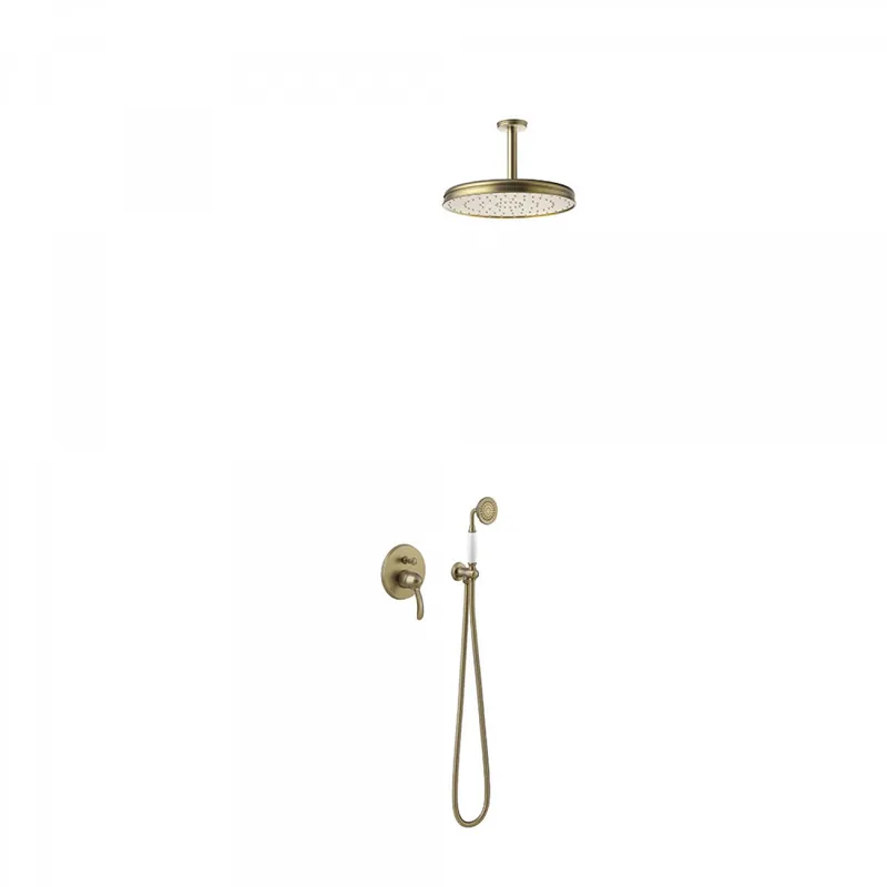 Tres Clasic inbouw regendouche 31cm met handdouche plafondmontage verouderd messing Gereduceerde Prijs