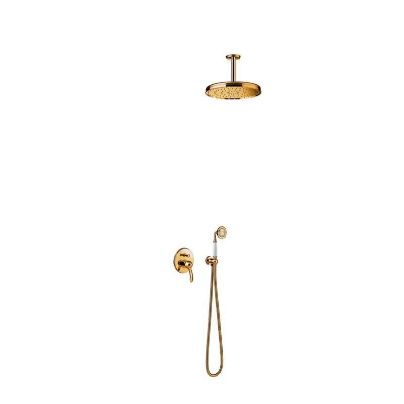 Tres Clasic inbouw regendouche 31cm met handdouche plafondmontage goud Beperkte Voorraad