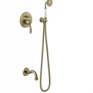 Tres Clasic inbouw badmengkraan met handdouche verouderd messing Snelle Levering