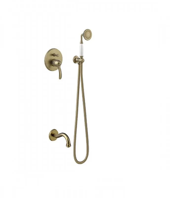 Dagaanbieding Tres Clasic inbouw badmengkraan met handdouche mat verouderd messing