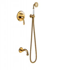 Gratis Retour Tres Clasic inbouw badmengkraan met handdouche goud