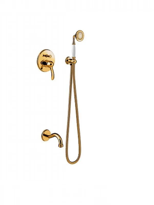Gratis Retour Tres Clasic inbouw badmengkraan met handdouche goud