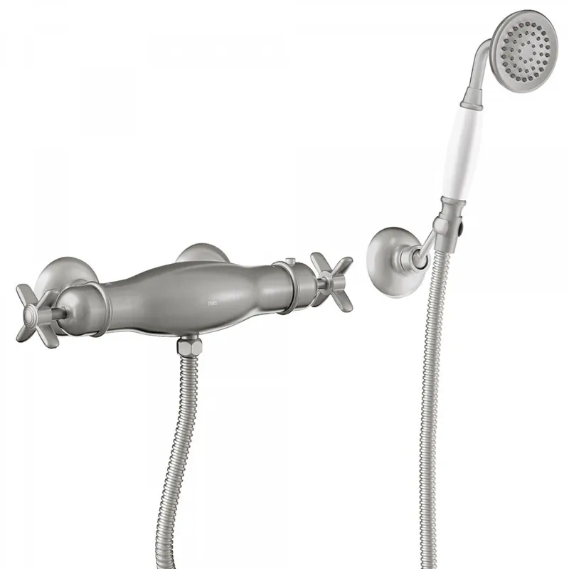 Tres Clasic thermostatische douchekraan met handdouche geborsteld staal Garantie Inbegrepen