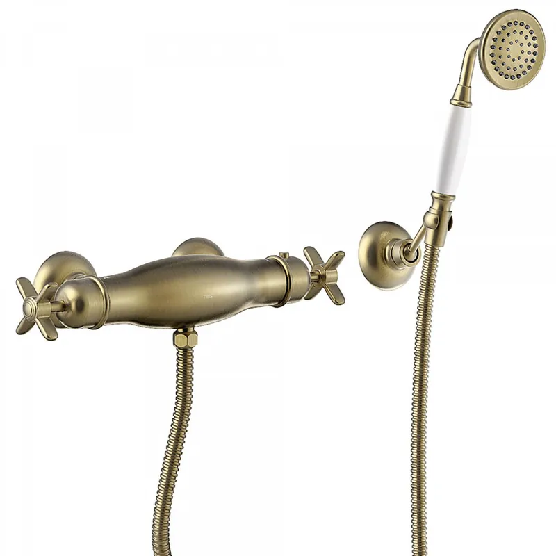 Favoriet Tres Clasic thermostatische douchekraan met handdouche verouderd messing