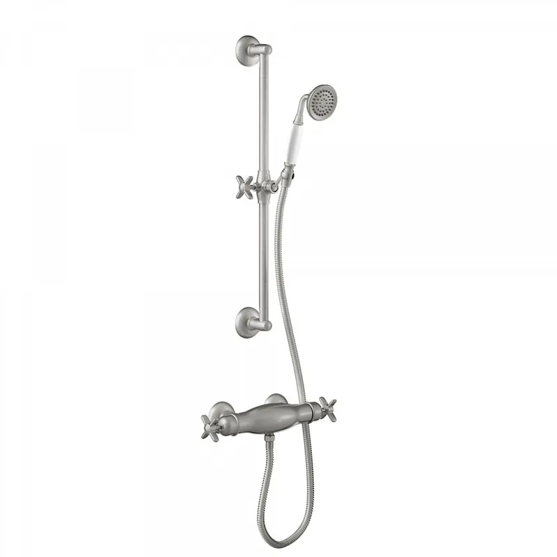 Tres Clasic thermostatische douchekraan met glijstangset geborsteld staal Speciale Aanbieding