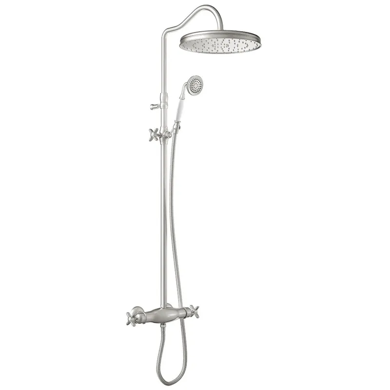 Premium Tres Clasic opbouw regendoucheset met thermostaatkraan geborsteld staal