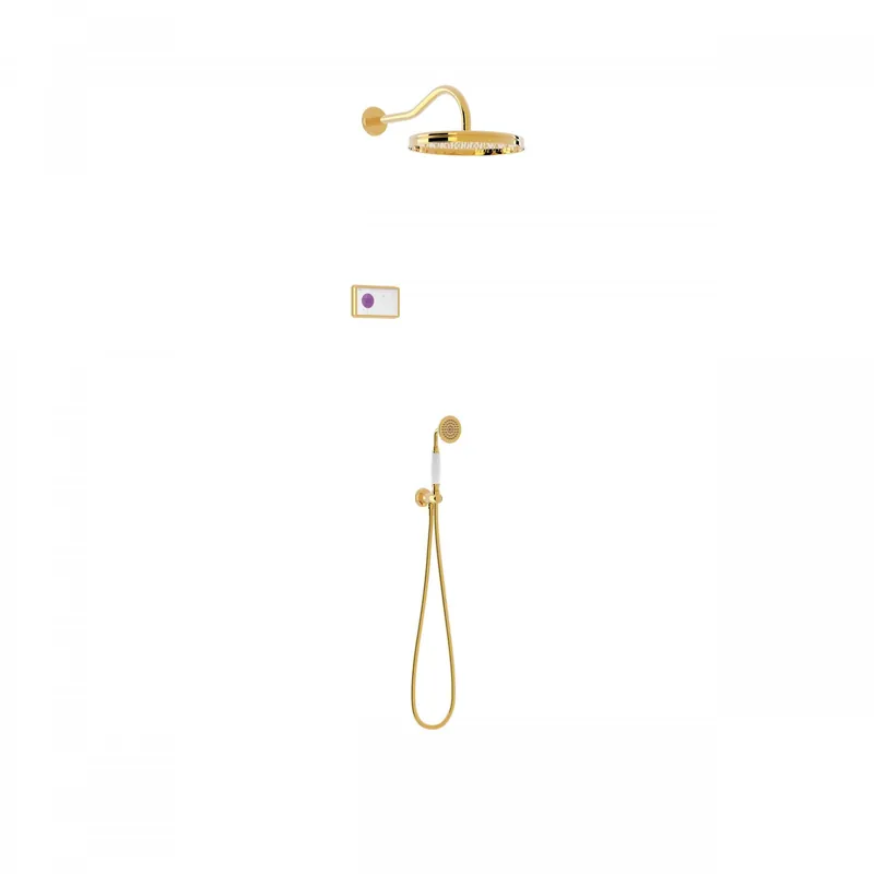 Garantie Inbegrepen Tres Shower Technology Clasic elektronische inbouwthermostaat met regendouche en handdouche wandmontage goud
