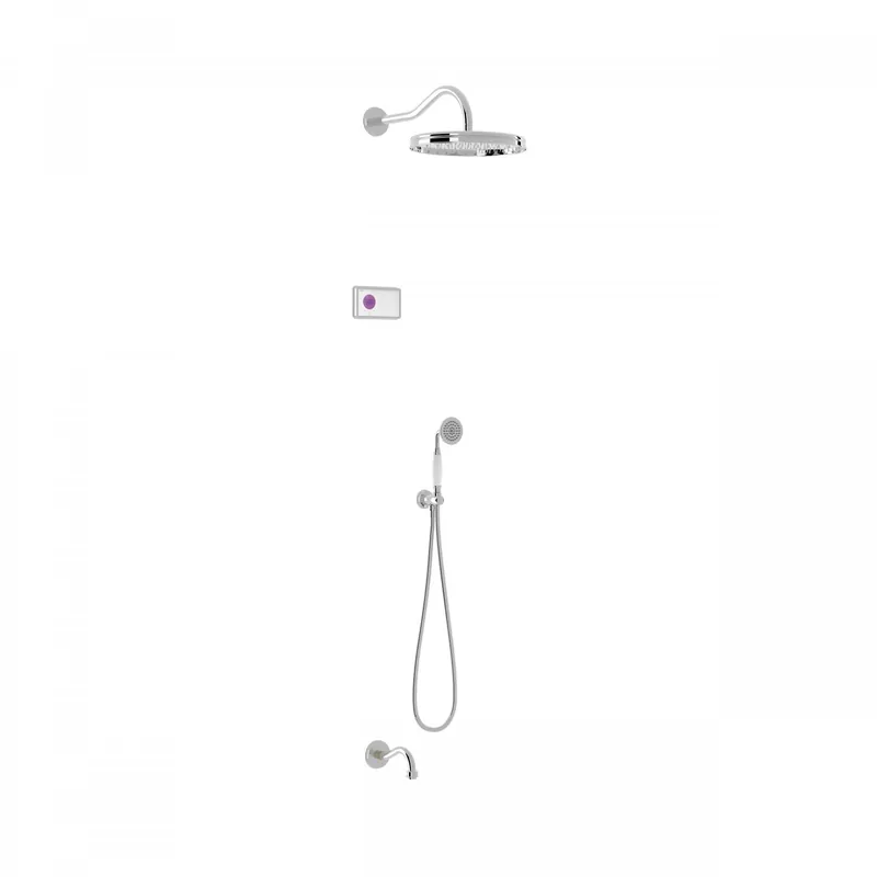 Tres Shower Technology Clasic elektronische inbouwthermostaat met regendouche en baduitloop wandmontage chroom Nu Kopen