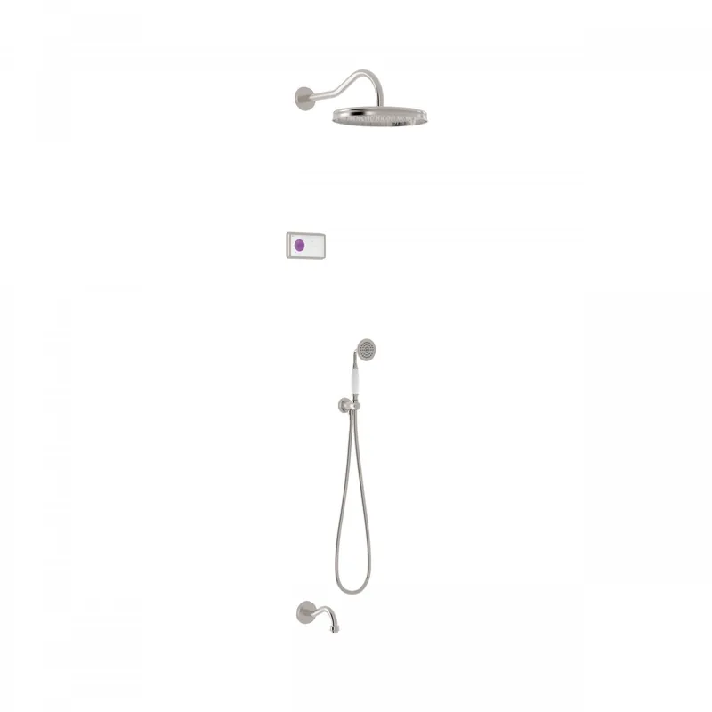Tres Shower Technology Clasic elektronische inbouwthermostaat met regendouche en baduitloop wandmontage geborsteld staal Actieprijs