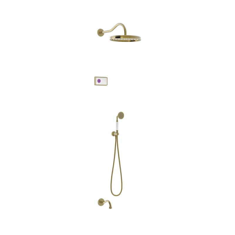 Korting Tres Shower Technology Clasic elektronische inbouwthermostaat met regendouche en baduitloop wandmontage verouderd messing
