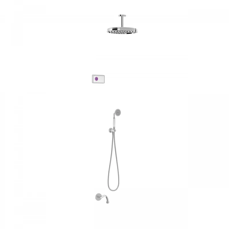 Tres Shower Technology Clasic elektronische inbouwthermostaat met regendouche en baduitloop plafondmontage chroom Beste Prijs