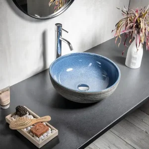 Beperkt Aanbod Sapho Priori keramische ronde waskom 41cm blauw/grijs