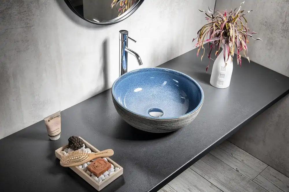 Beperkt Aanbod Sapho Priori keramische ronde waskom 41cm blauw/grijs