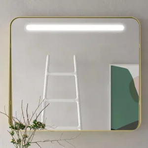 Muebles Polo spiegel met LED-verlichting 100x70cm goud Actieprijs
