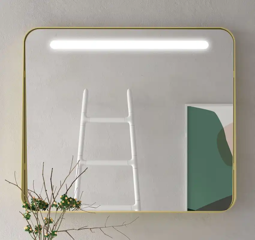 Muebles Polo spiegel met LED-verlichting 100x70cm goud Actieprijs