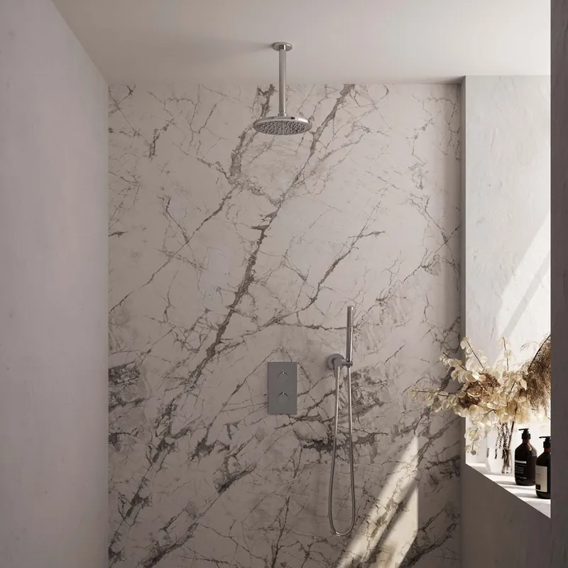 Merkproduct Brauer Chrome Edition complete inbouw regendouche met staafhanddouche, plafondarm en hoofddouche 20cm set 29 chroom