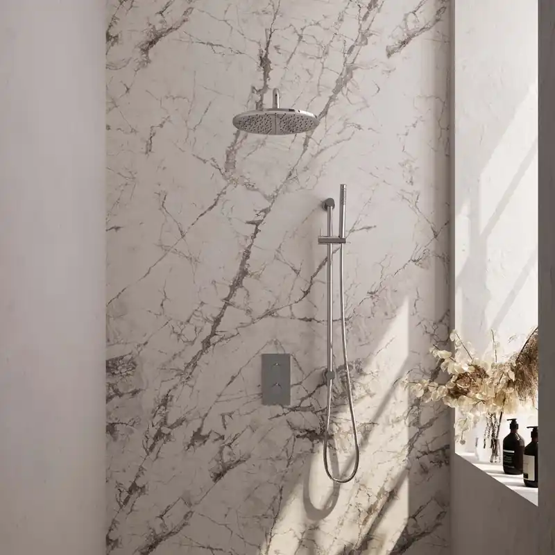 Wereldwijde Verzending Brauer Chrome Edition complete inbouw regendouche met staafhanddouche, gebogen wandarm, glijstang en hoofddouche 30cm set 40 chroom