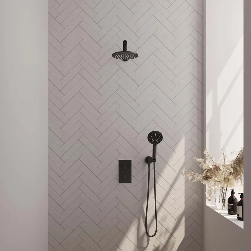 Brauer Black Edition complete inbouw regendouche met 3 standen handdouche, rechte wandarm en hoofddouche 20cm set 31 zwart mat Fabrieksprijs