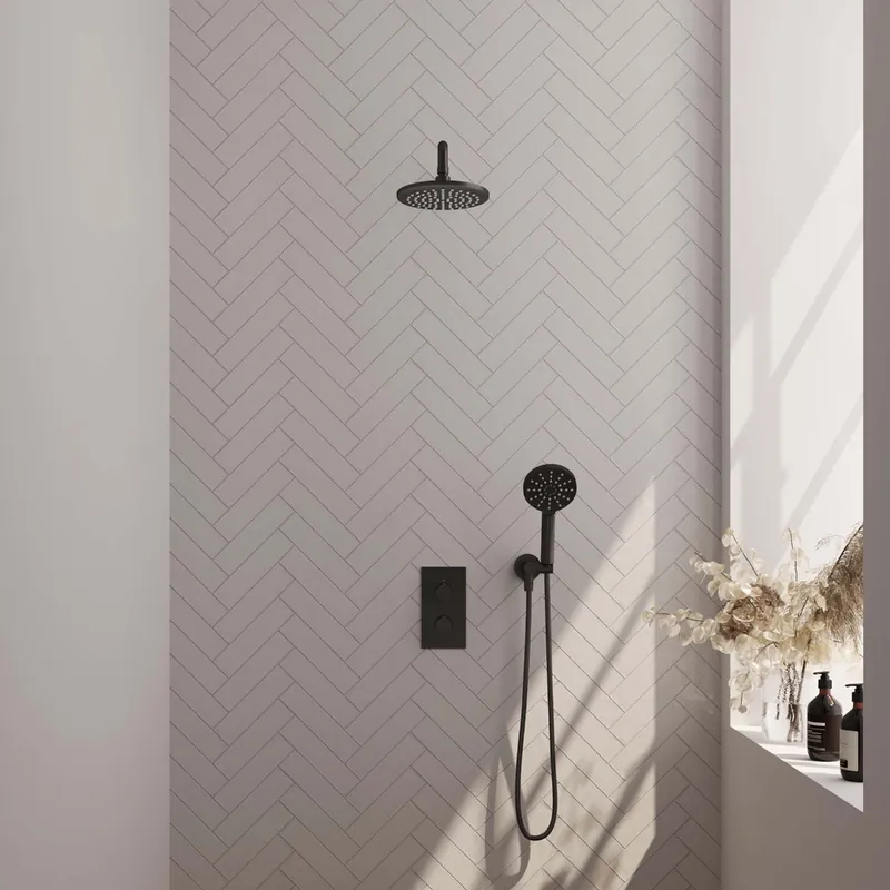 Brauer Black Edition complete inbouw regendouche met 3 standen handdouche, gebogen wandarm en hoofddouche 20cm set 33 zwart mat Rechtstreeks Van De Fabrikant