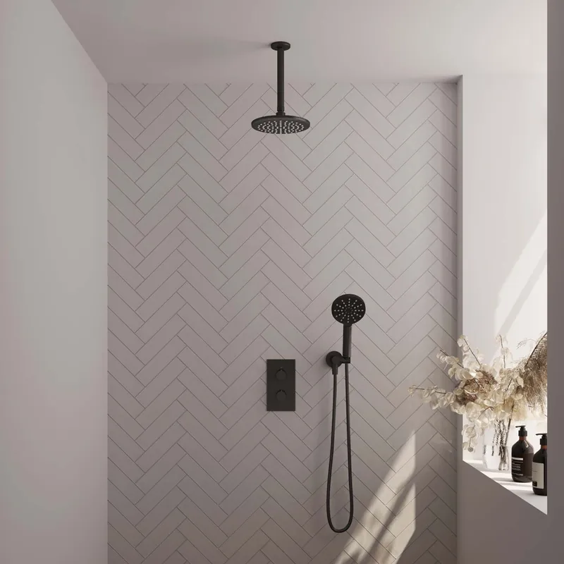 Brauer Black Edition complete inbouw regendouche met 3 standen handdouche, plafondarm en hoofddouche 20cm set 35 zwart mat Origineel