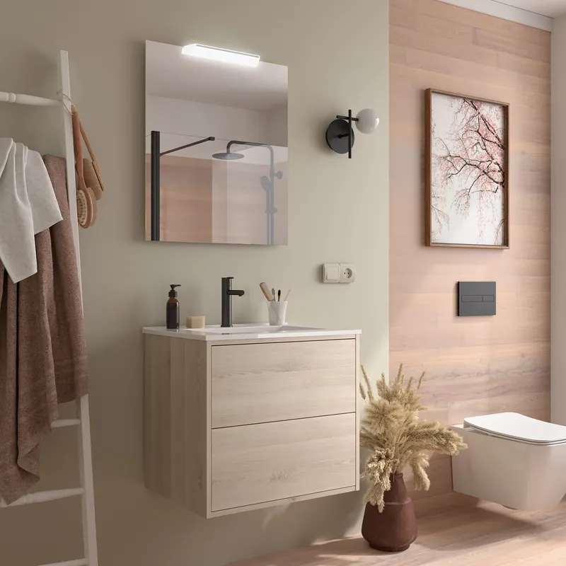 Origineel Muebles Ideal badmeubel 60cm met wastafel naturel eiken
