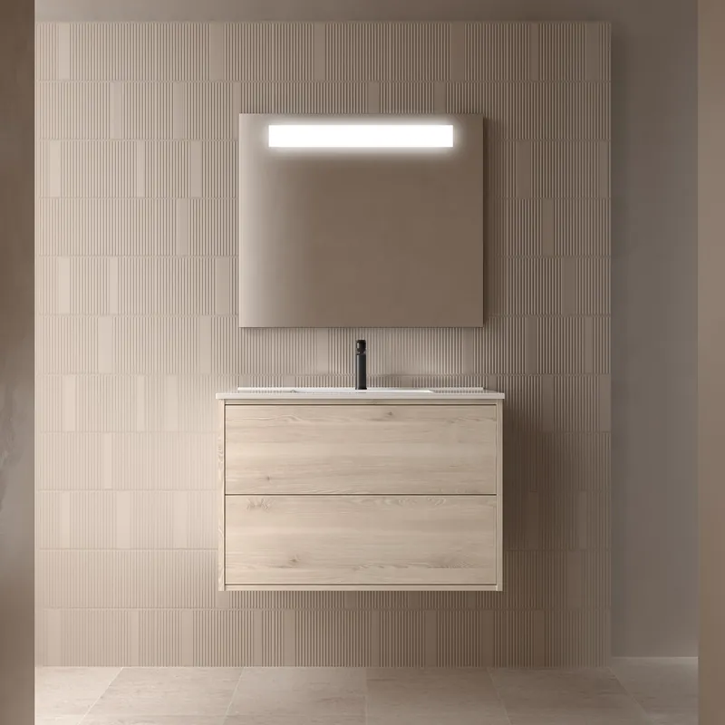 Budget Muebles Ideal badmeubel 80cm met wastafel naturel eiken