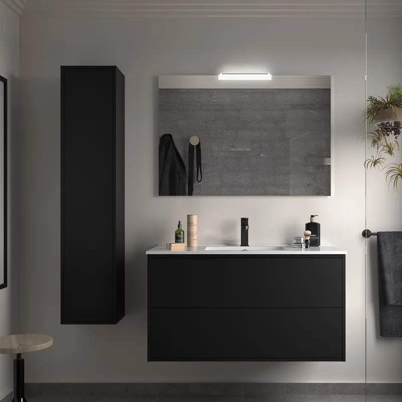 Ambachtelijk Muebles Ideal badmeubel 100cm met wastafel zwart mat