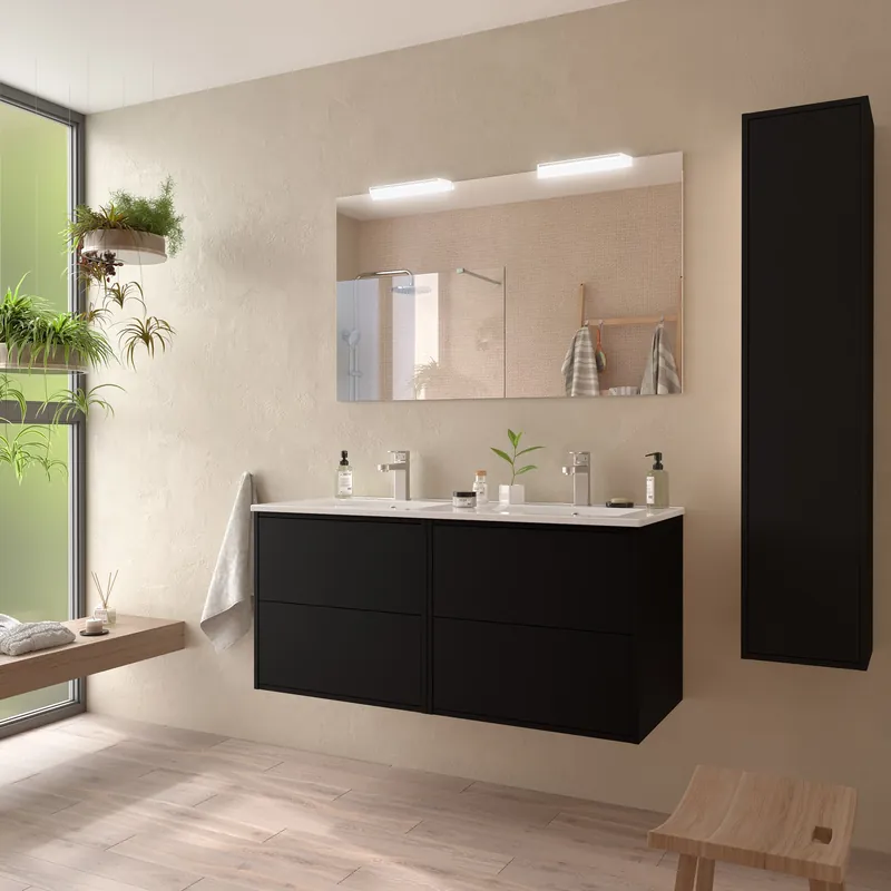 Muebles Ideal badmeubel 120cm met wastafel zwart mat Veilige Betaling
