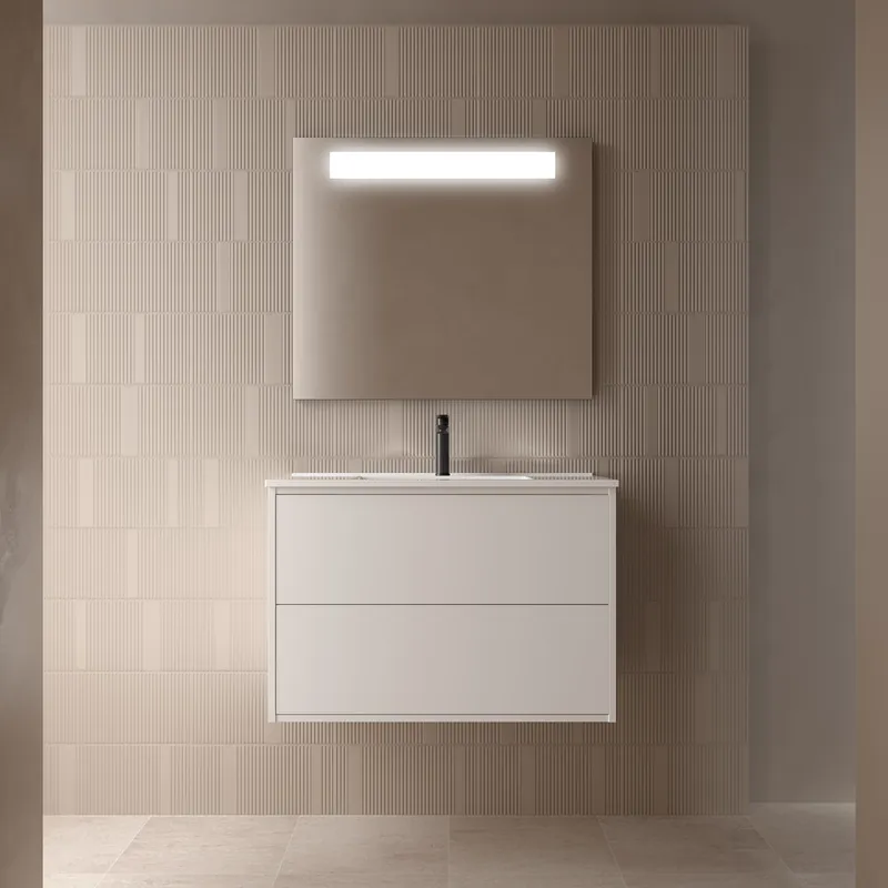 Alleen Vandaag Muebles Ideal badmeubel 80cm met wastafel en spiegel wit mat