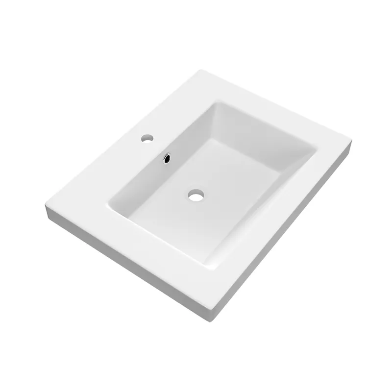 Brauer Solar Medium wastafel mineraalmarmer 60cm met kraangat wit mat Uitverkoop