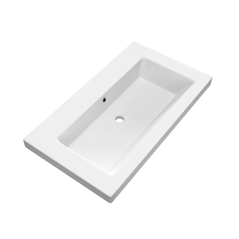 Seizoensaanbieding Brauer Solar Medium wastafel mineraalmarmer 80cm zonder kraangat wit mat