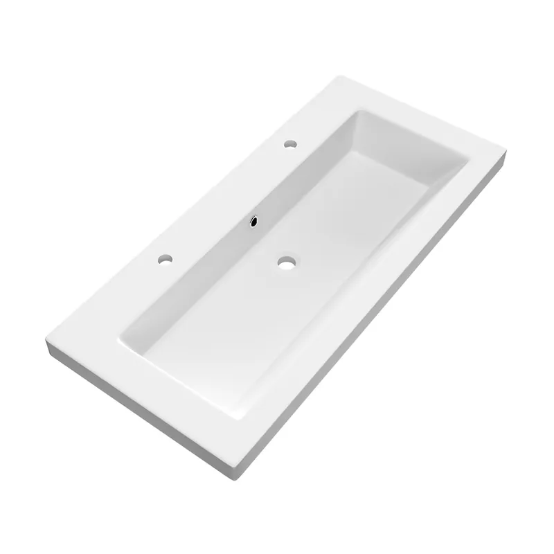 Laatste Versie Brauer Solar Medium wastafel mineraalmarmer 100cm met 2 kraangaten wit mat