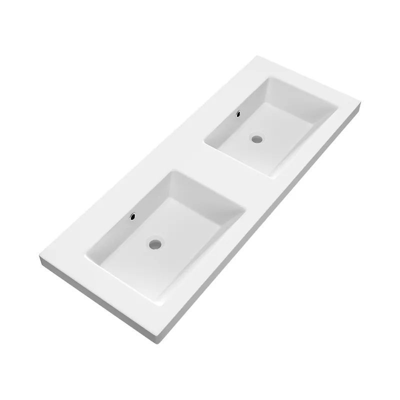 Tijdelijk Beschikbaar Brauer Solar Medium dubbele wastafel mineraalmarmer 120cm zonder kraangaten wit mat