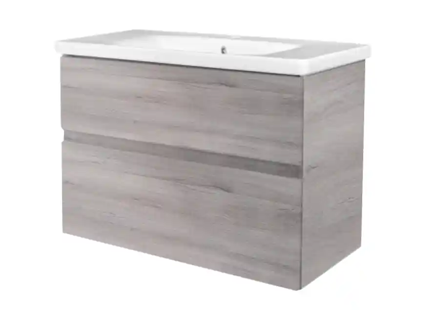 Nu Kopen Best Design Quick 65cm greeploos badkamermeubel grijs eiken