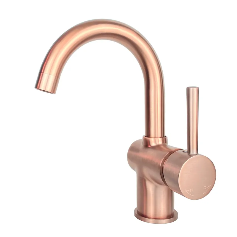 Best Design Lyon wastafelkraan met draaibare uitloop rosé goud Authentiek