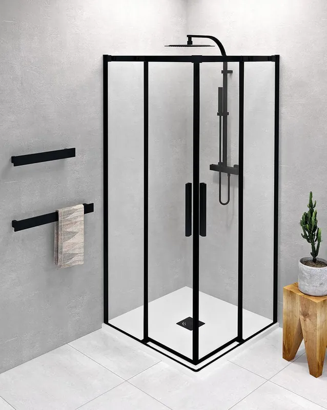 Polysan Altis douchecabine 90x90cm mat zwart Modern