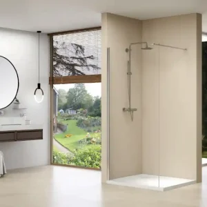 Merkproduct van Rijn ST01 vaste wand met helder glas 30x200cm chroom