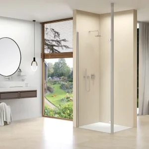 van Rijn ST01 vaste wand met RVS staander 60x200cm RVS Lage Prijs