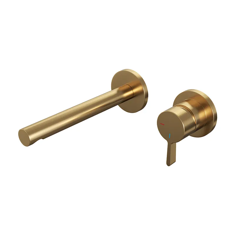 Brauer Gold Edition ColdStart wastafelkraan inbouw rechte uitloop en rozetten model E1 geborsteld messing PVD Groothandel