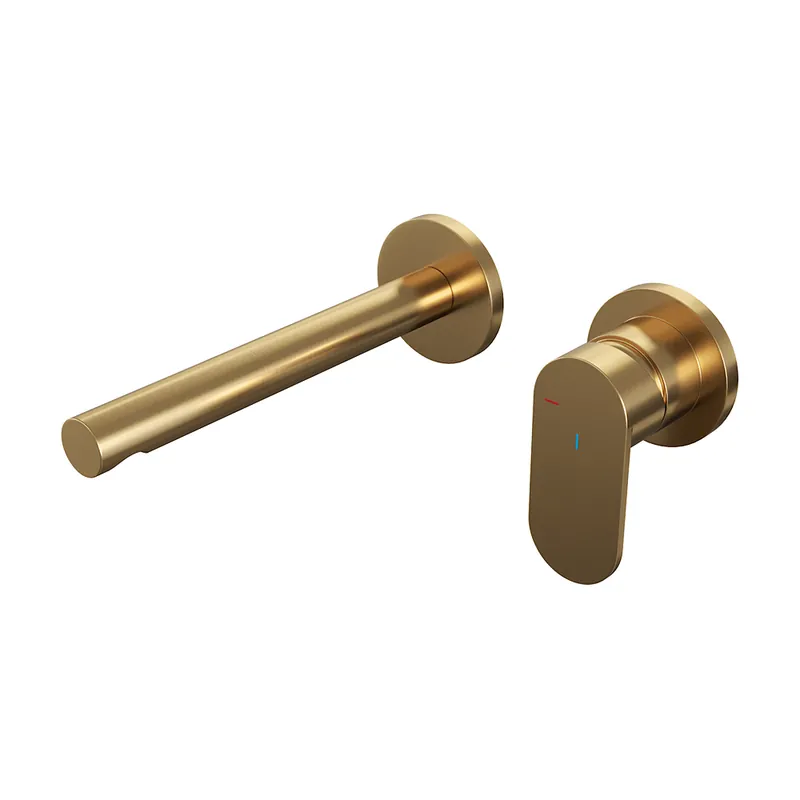Speciale Aanbieding Brauer Gold Edition ColdStart wastafelkraan inbouw rechte uitloop en rozetten model C1 geborsteld messing PVD