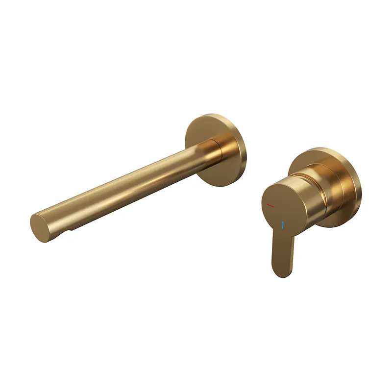 Brauer Gold Edition ColdStart wastafelkraan inbouw rechte uitloop en rozetten model D1 geborsteld messing PVD Nieuw