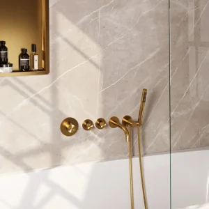 Brauer Gold Edition inbouw badkraan met uitloop en staafhanddouche geborsteld messing PVD Goedkoop