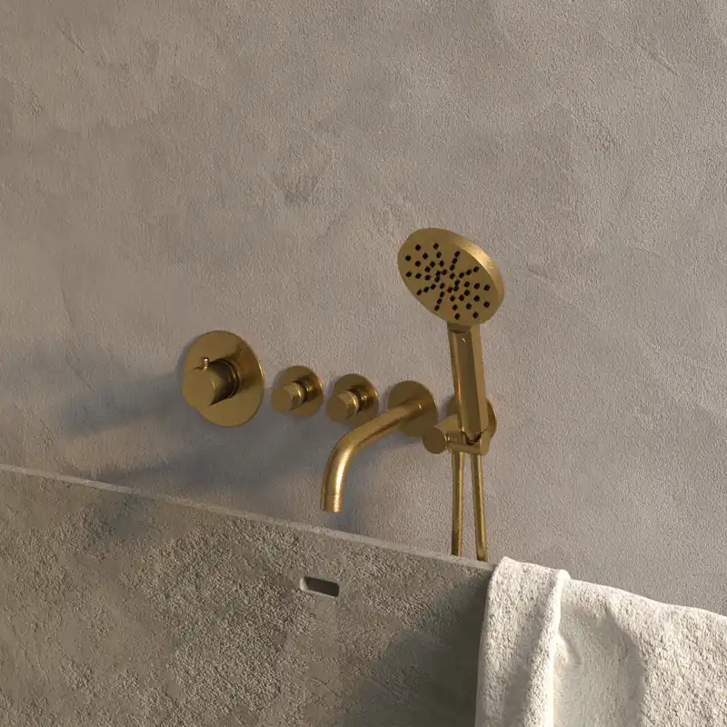 Brauer Gold Edition inbouw badkraan met uitloop en 3 standen handdouche geborsteld messing PVD Bestseller