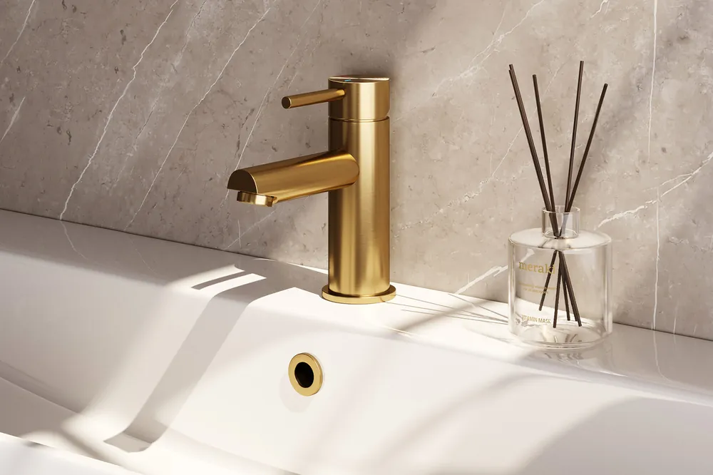 Brauer Gold Edition ColdStart wastafelkraan energy-saving model A messing geborsteld PVD Finale Uitverkoop